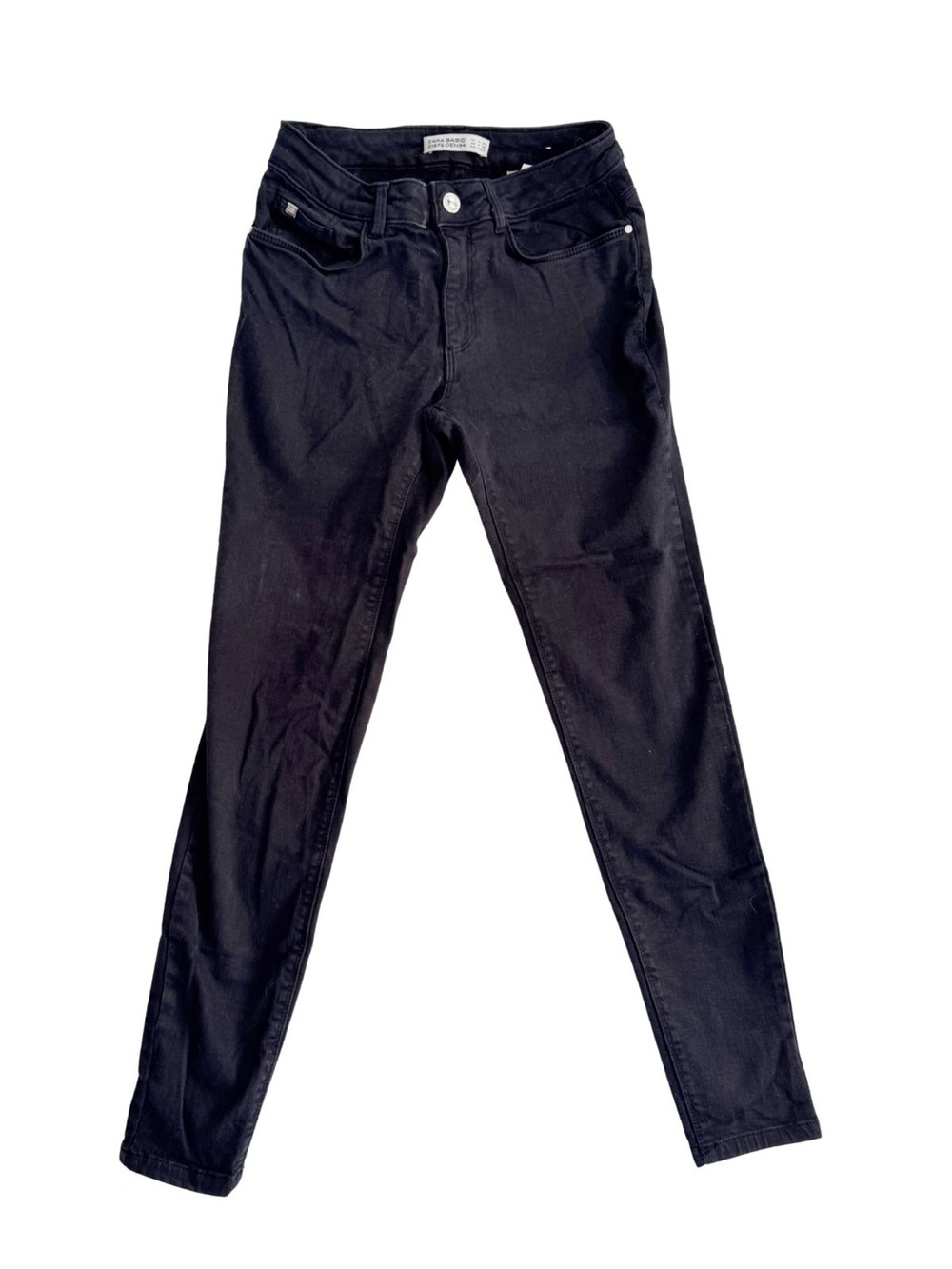 Zara Black Minimalist Mid Rise Skinny Jeans
